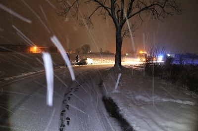 Symbol Verkehr Schnee Abend